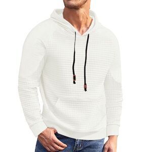 MANFINITY Mens Sz Large White Stretchy Lightweight Hooded Hoodie Shirt NEW NWOT